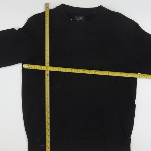 Armani Jeans Men's Black Small Crew Neck Logo Pullover Sweatshirt