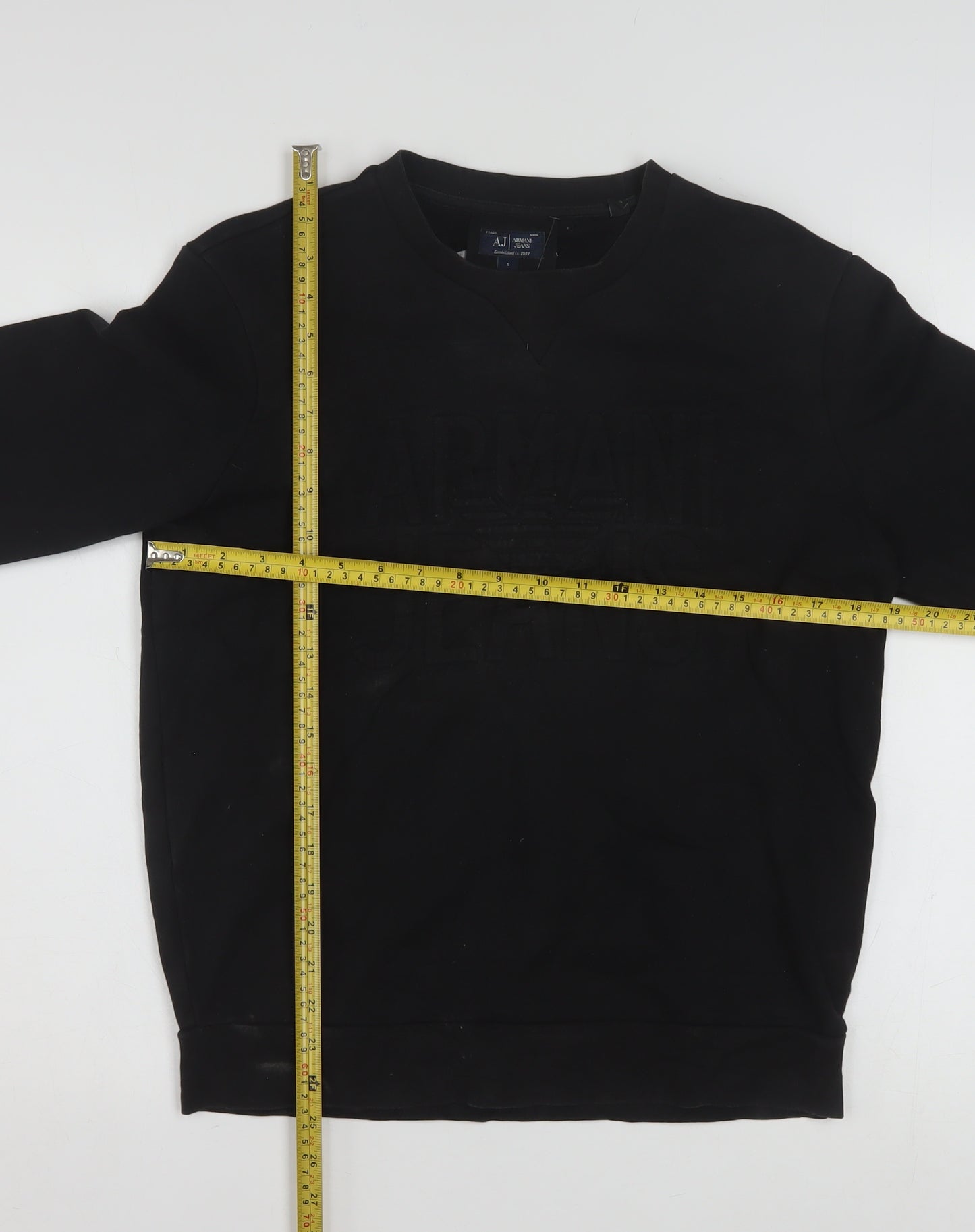 Armani Jeans Men's Black Small Crew Neck Logo Pullover Sweatshirt