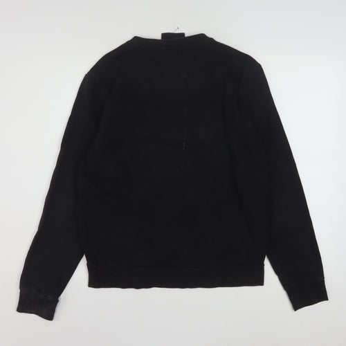 Armani Jeans Men's Black Small Crew Neck Logo Pullover Sweatshirt
