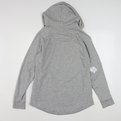 Adidas Women Grey Hooded Pullover Sweatshirt Size M 12-14 Cotton Blend