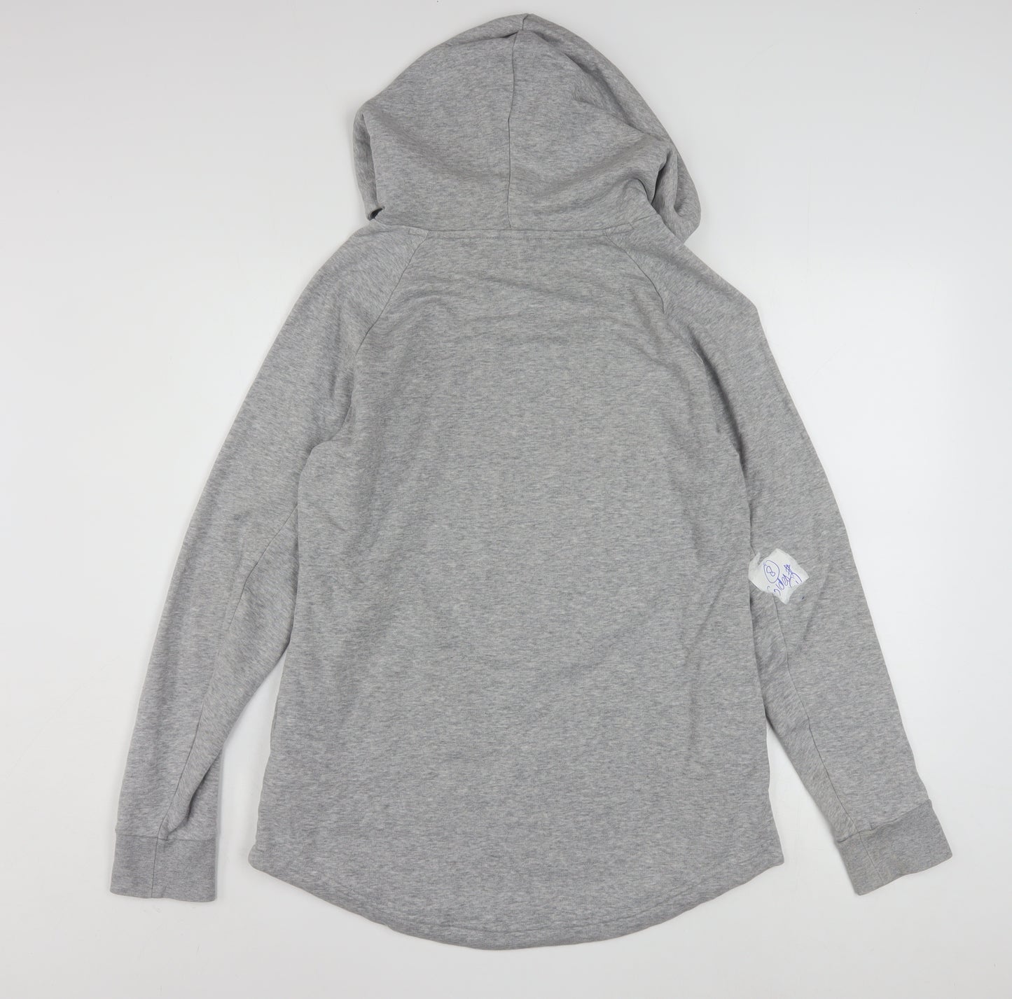 Adidas Women Grey Hooded Pullover Sweatshirt Size M 12-14 Cotton Blend