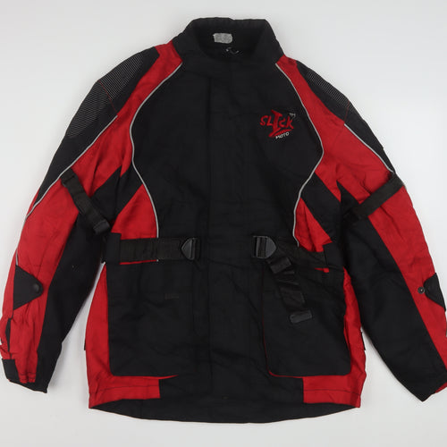 Slick Moto Men's Black Red Waterproof Motorcycle Jacket Size L