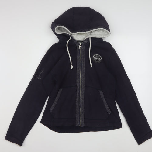 Napapijri Womens Black Full Zip Hoodie XL Lined Casual Sweatshirt