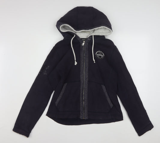Napapijri Womens Black Full Zip Hoodie XL Lined Casual Sweatshirt