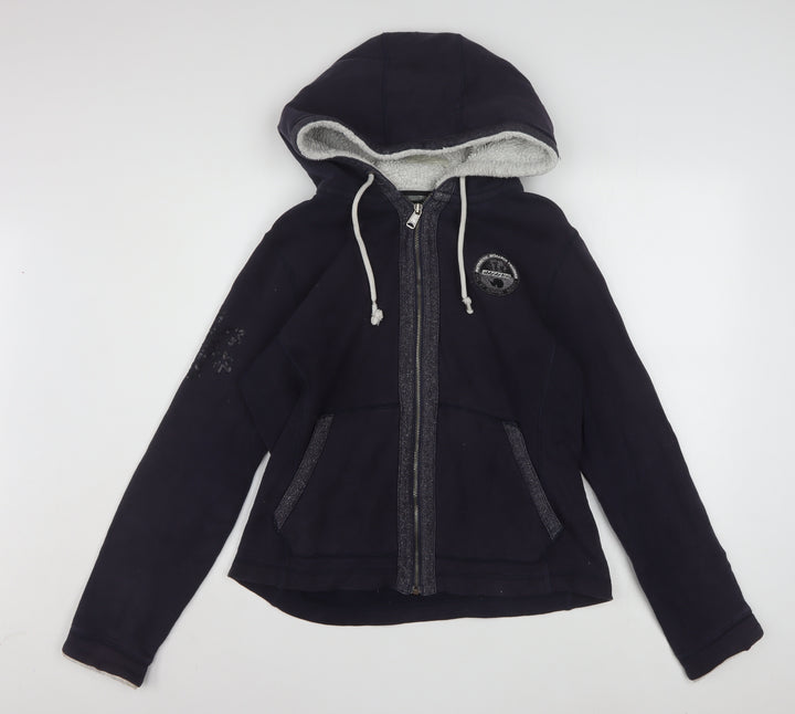 Napapijri Womens Black Full Zip Hoodie XL Lined Casual Sweatshirt