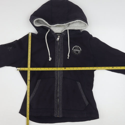 Napapijri Womens Black Full Zip Hoodie XL Lined Casual Sweatshirt
