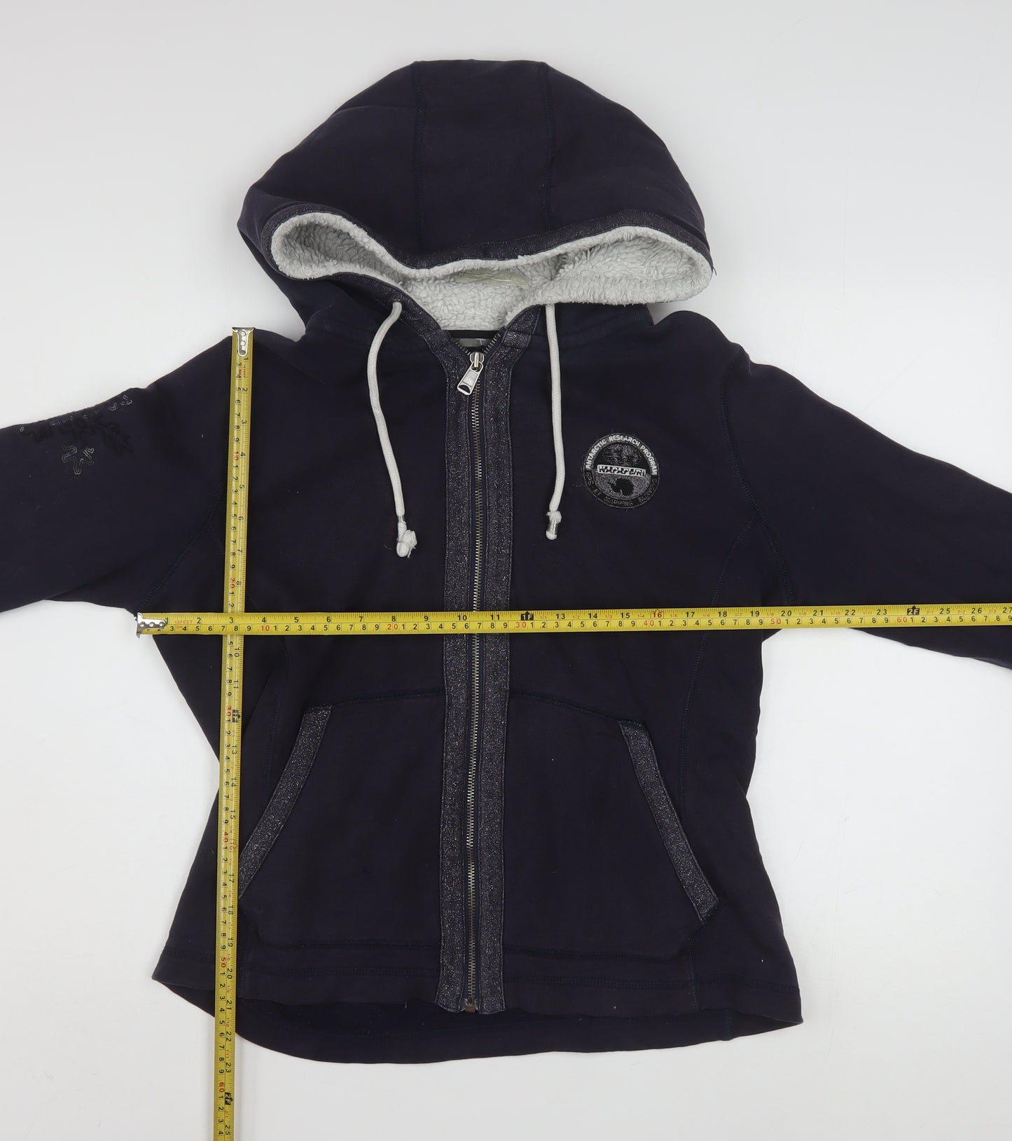Napapijri Womens Black Full Zip Hoodie XL Lined Casual Sweatshirt