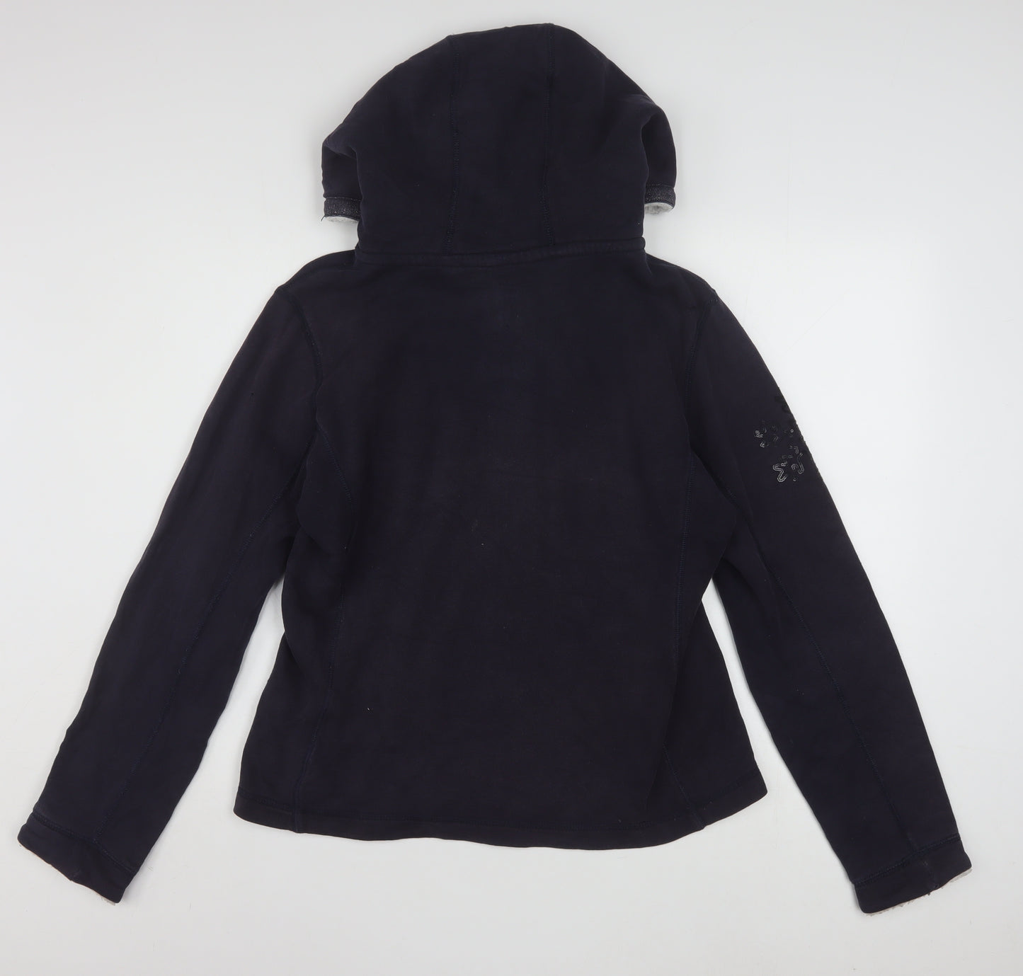 Napapijri Womens Black Full Zip Hoodie XL Lined Casual Sweatshirt