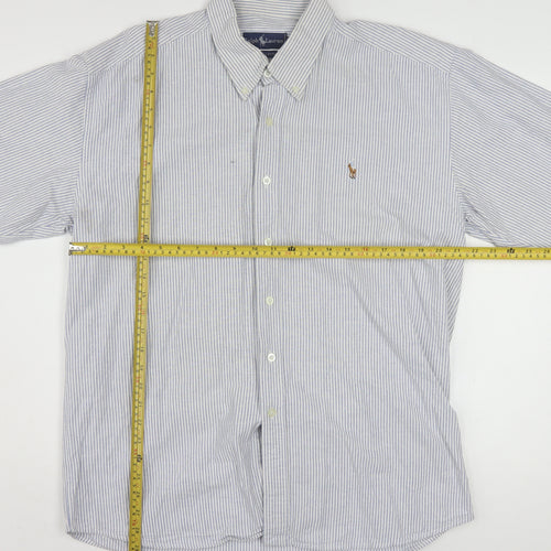 Ralph Lauren Men's Blue Striped Cotton Classic Button-Down Shirt 17/34