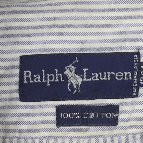 Ralph Lauren Men's Blue Striped Cotton Classic Button-Down Shirt 17/34