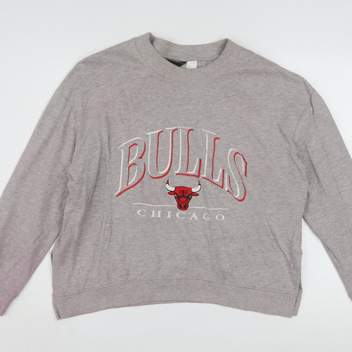 H&M Divided Womens Grey Chicago Bulls Sweatshirt Size 12 Cotton Blend