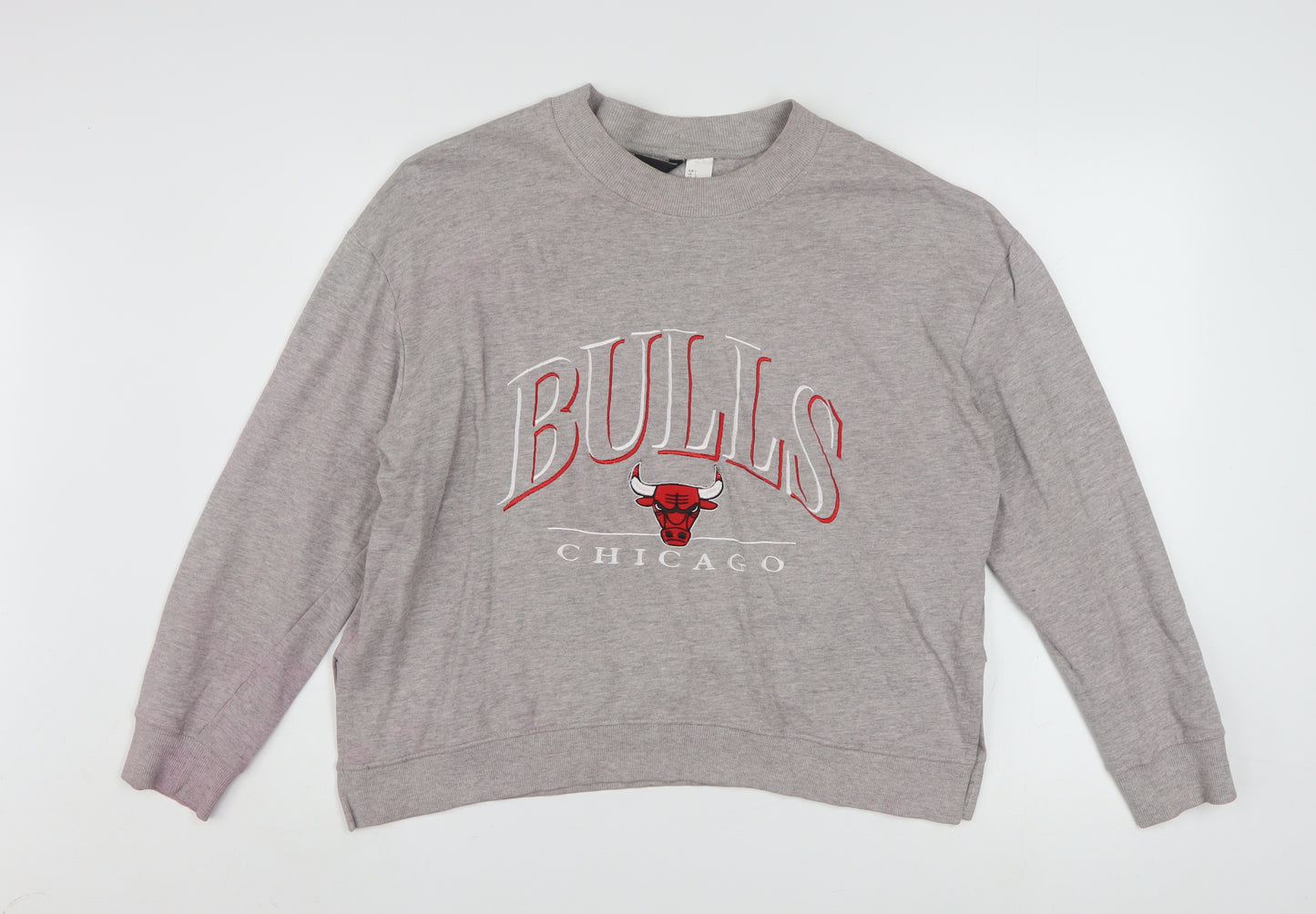 H&M Divided Womens Grey Chicago Bulls Sweatshirt Size 12 Cotton Blend