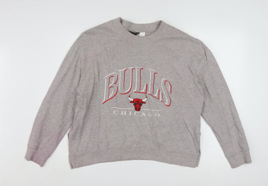 H&M Divided Womens Grey Chicago Bulls Sweatshirt Size 12 Cotton Blend