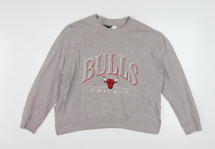 H&M Divided Womens Grey Chicago Bulls Sweatshirt Size 12 Cotton Blend