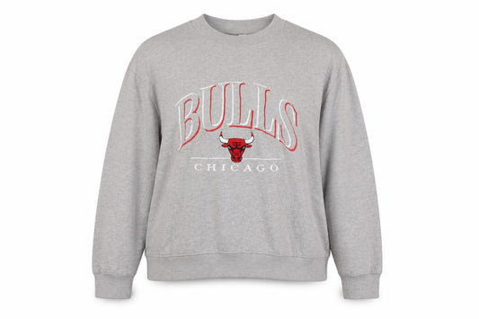 Front view of H&M Divided women’s grey chicago bulls sweatshirt, size UK 12, cotton blend