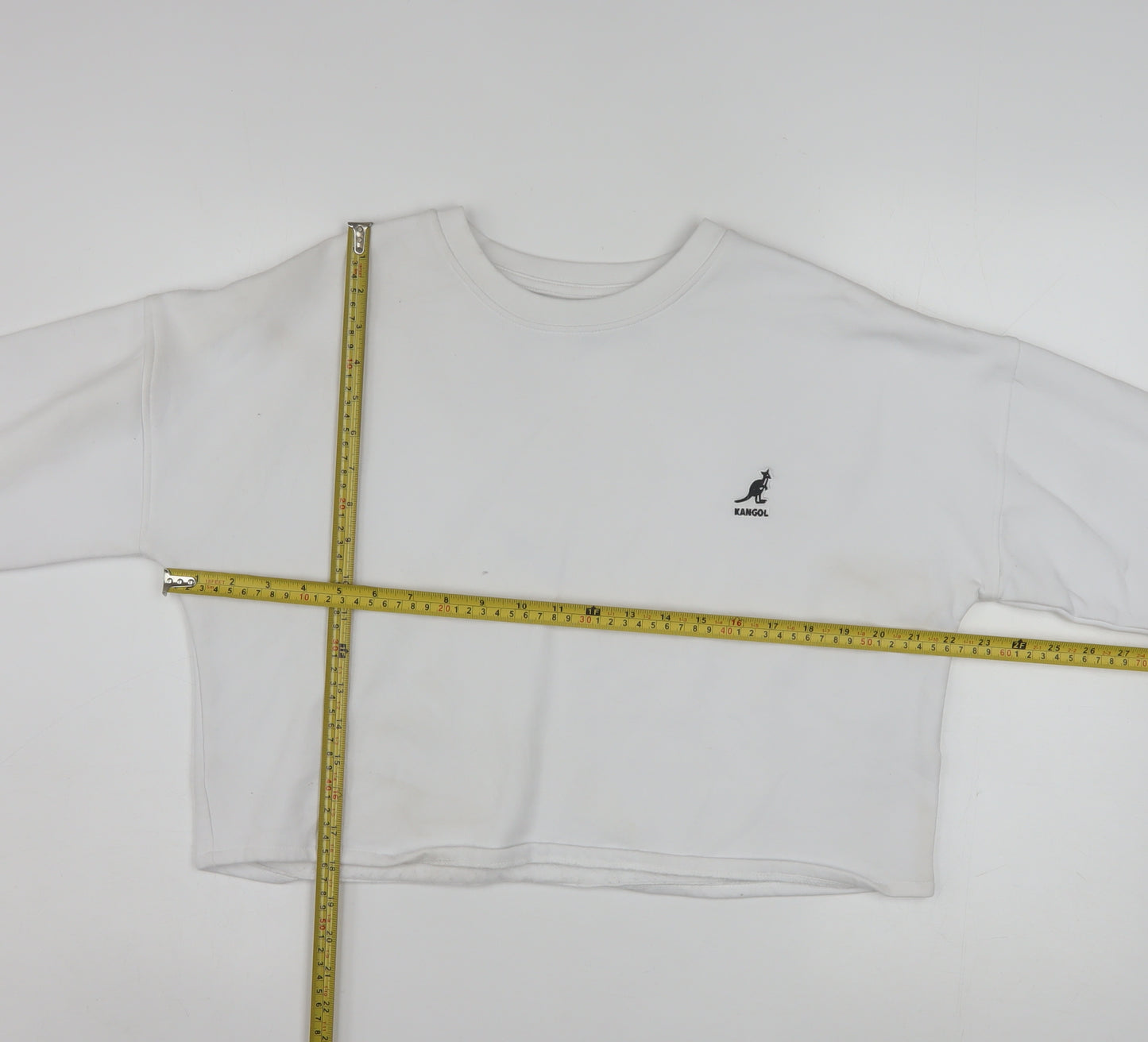 Kangol Women White Cotton Blend Crew Neck Long Sleeve Pullover Sweatshirt L