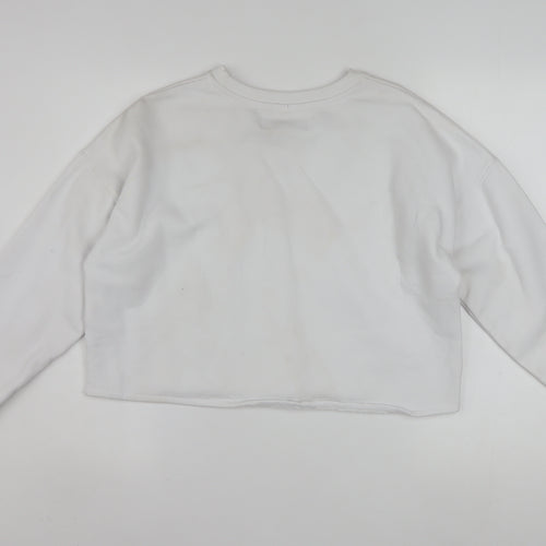 Kangol Women White Cotton Blend Crew Neck Long Sleeve Pullover Sweatshirt L
