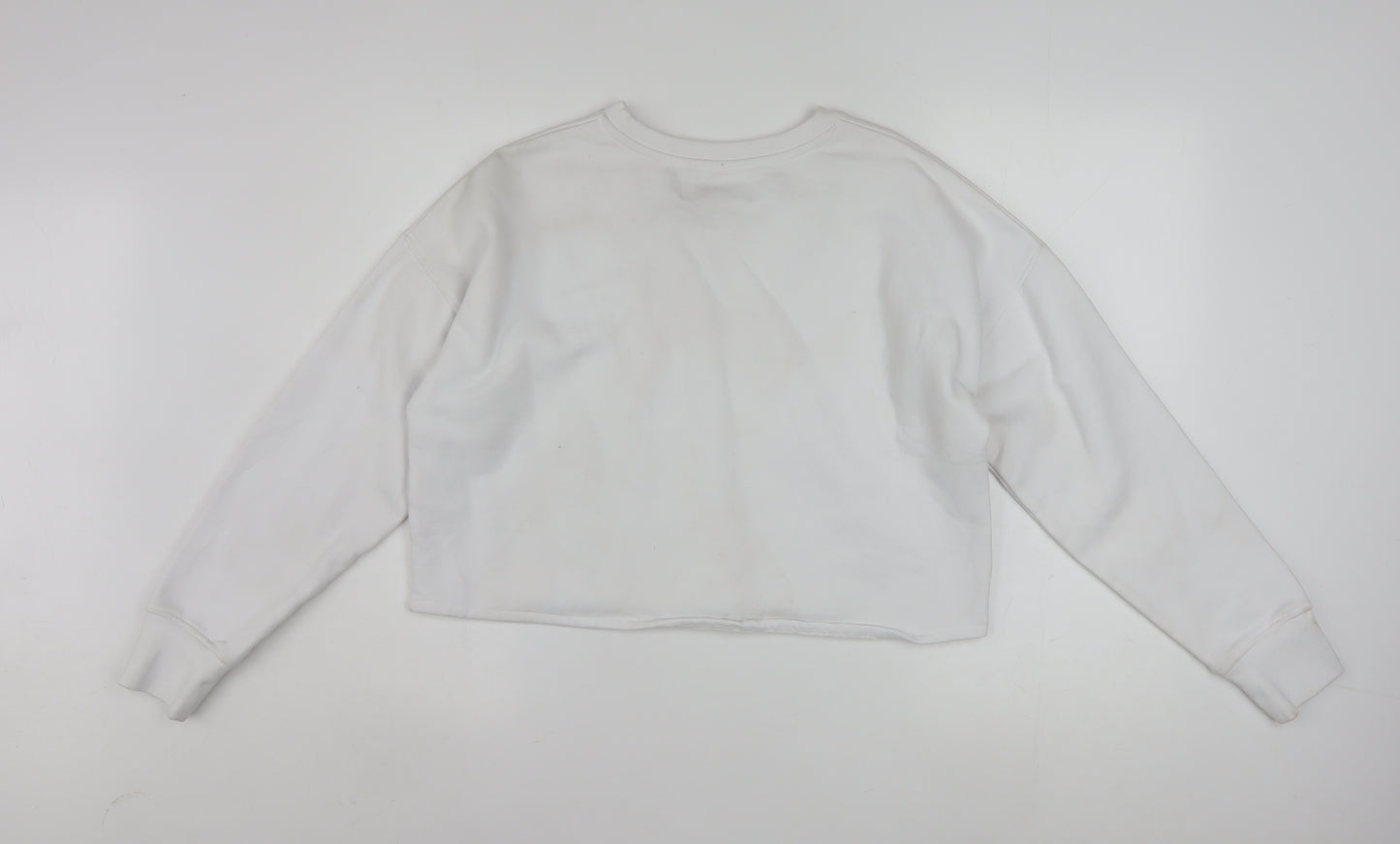 Kangol Women White Cotton Blend Crew Neck Long Sleeve Pullover Sweatshirt L