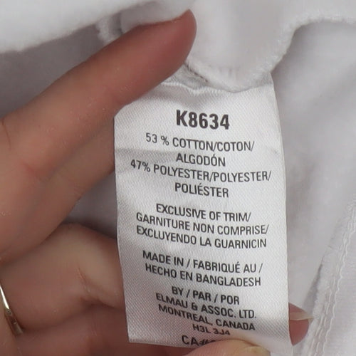 Kangol Women White Cotton Blend Crew Neck Long Sleeve Pullover Sweatshirt L
