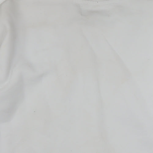 Kangol Women White Cotton Blend Crew Neck Long Sleeve Pullover Sweatshirt L