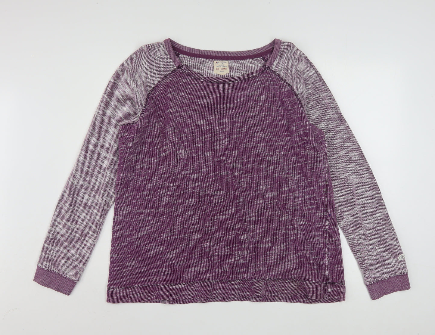 Champion Women's Purple Marl Long Sleeve Pullover Sweatshirt XL
