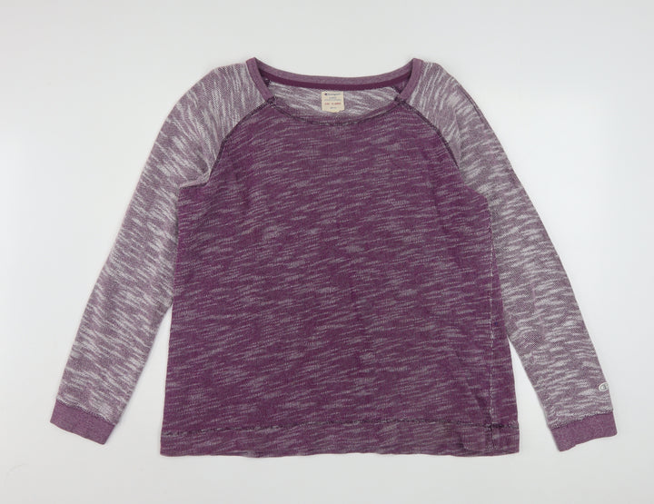 Champion Women's Purple Marl Long Sleeve Pullover Sweatshirt XL