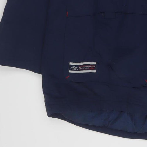 Umbro Boys Blue Hooded Parka Coat 12-13 Years Full Zip Water Resistant