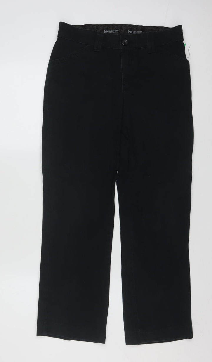 Lee Comfort Women's Black Petite S Stretch Cotton Chino Trousers