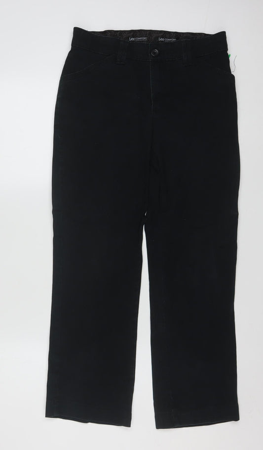 Lee Comfort Women's Black Petite S Stretch Cotton Chino Trousers