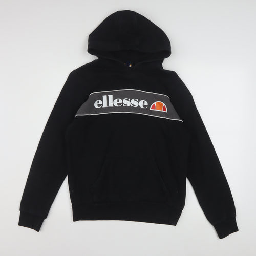 Ellesse Boys Black Pullover Hoodie 13-14 Years Logo Fleece Sweatshirt