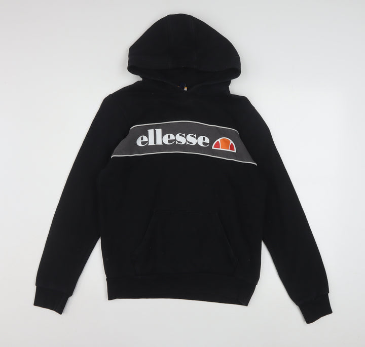 Ellesse Boys Black Pullover Hoodie 13-14 Years Logo Fleece Sweatshirt
