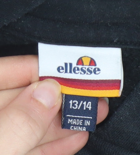 Ellesse Boys Black Pullover Hoodie 13-14 Years Logo Fleece Sweatshirt