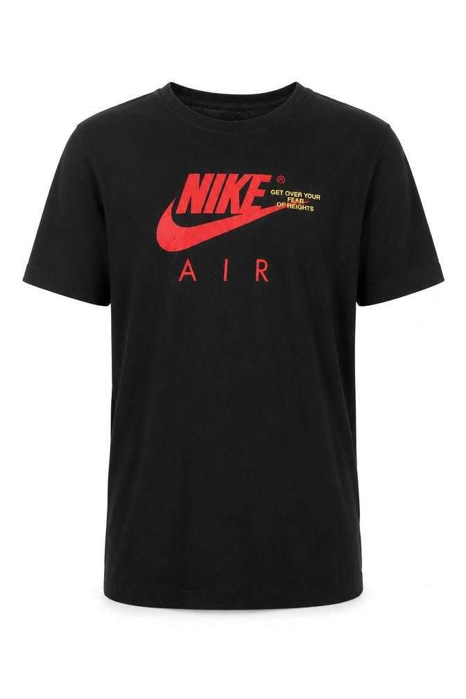 Front view of Nike Men's Black Air Graphic Cotton T-Shirt, size S