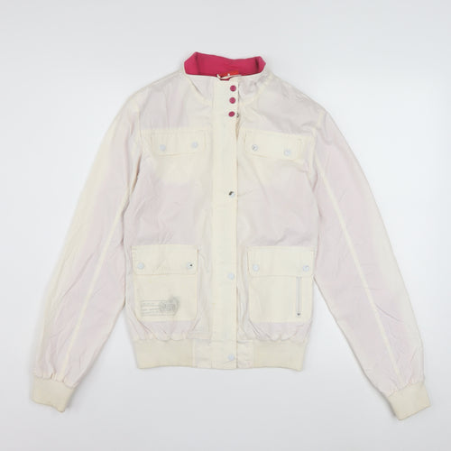 Puma Women Ivory Bomber Jacket Size 10 Lightweight Casual Style