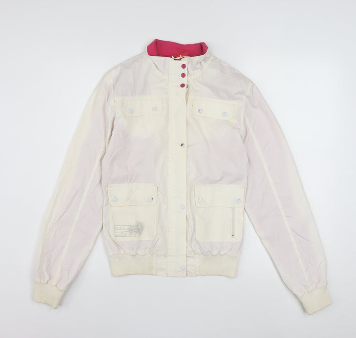 Puma Women Ivory Bomber Jacket Size 10 Lightweight Casual Style