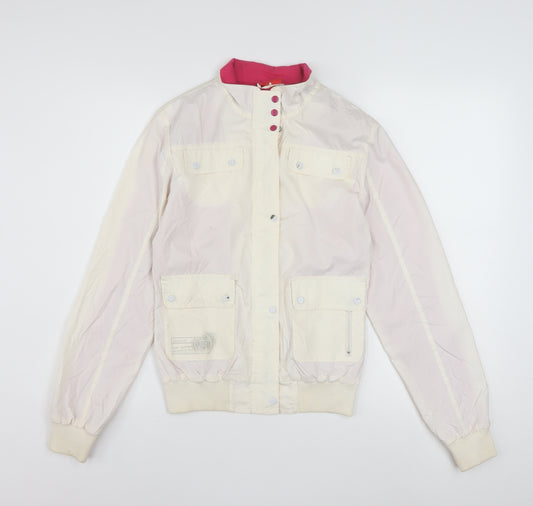 Puma Women Ivory Bomber Jacket Size 10 Lightweight Casual Style