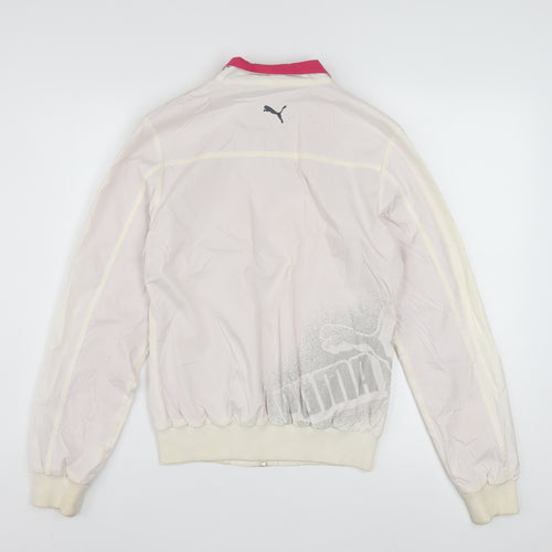Puma Women Ivory Bomber Jacket Size 10 Lightweight Casual Style