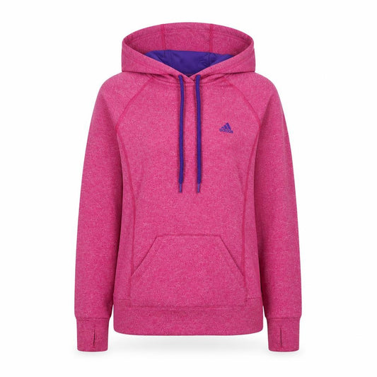 Front view of Adidas women’s pink pullover hoodie small lightweight athletic