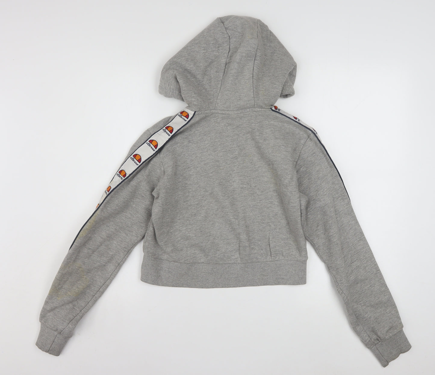 Ellesse Womens Grey Half Zip Cropped Hoodie Size 8 Logo Tape Detail