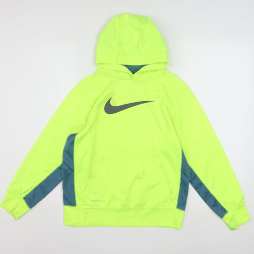 Nike Boys Yellow Therma-Fit Pullover Hoodie L Fleece Sportswear