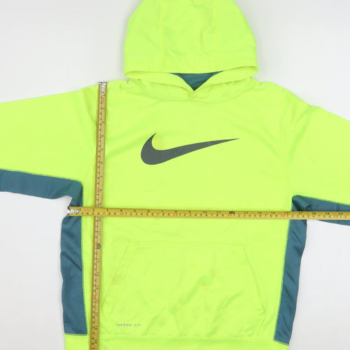 Nike Boys Yellow Therma-Fit Pullover Hoodie L Fleece Sportswear