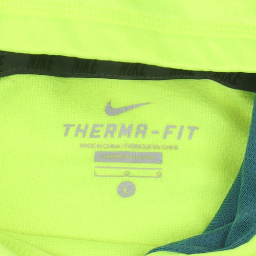Nike Boys Yellow Therma-Fit Pullover Hoodie L Fleece Sportswear