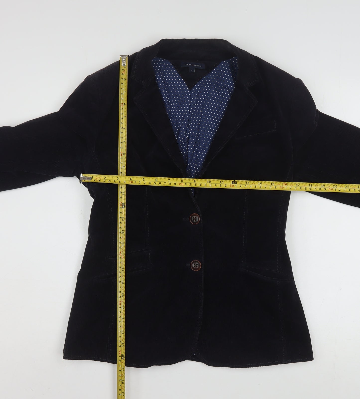 Tommy Hilfiger Women's Black Corduroy Blazer Size 8 Classic Fit