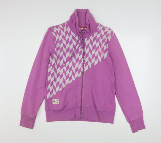 Puma Women Purple Full Zip Hoodie Size 16 Geometric Print