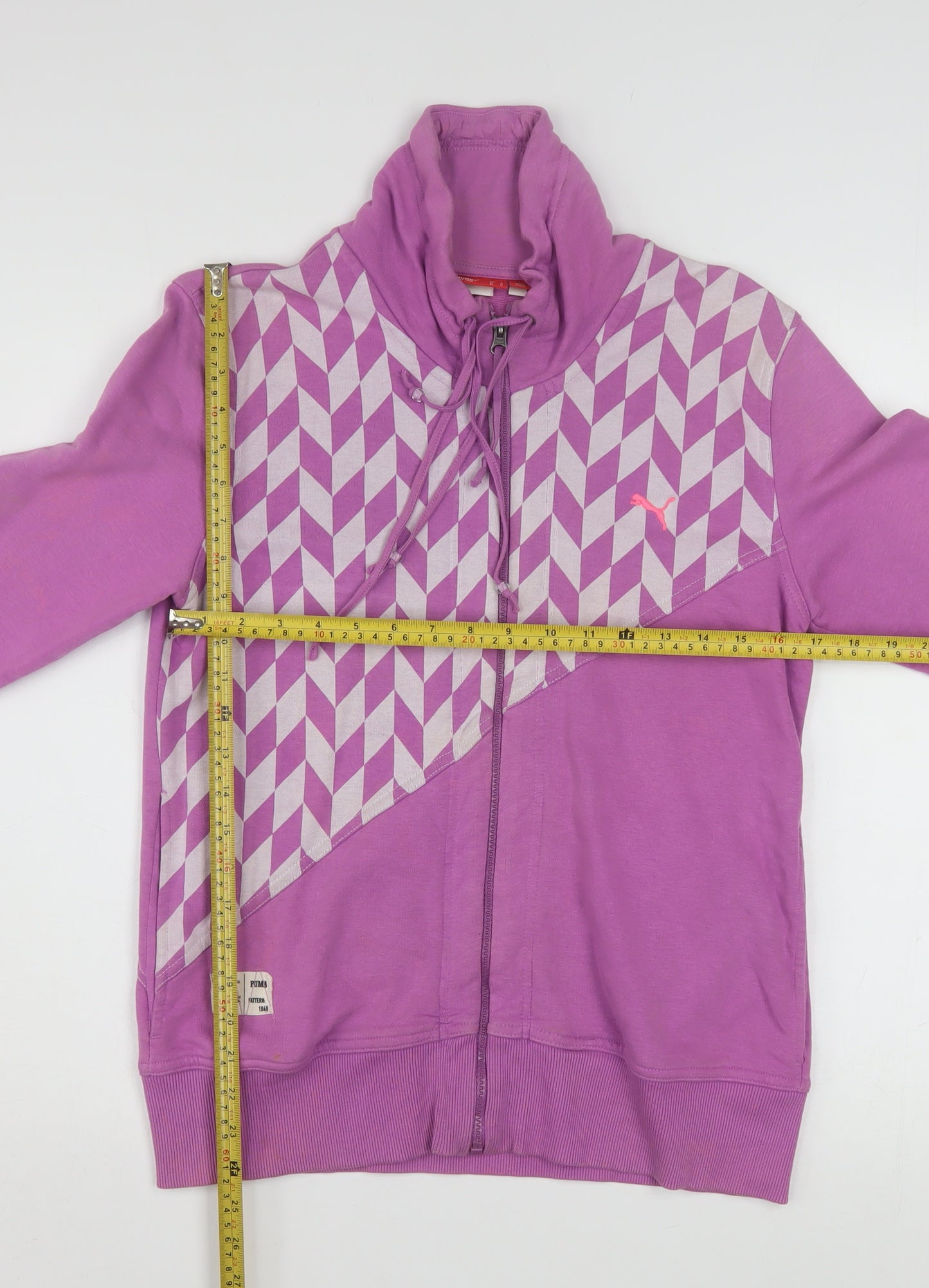 Puma Women Purple Full Zip Hoodie Size 16 Geometric Print