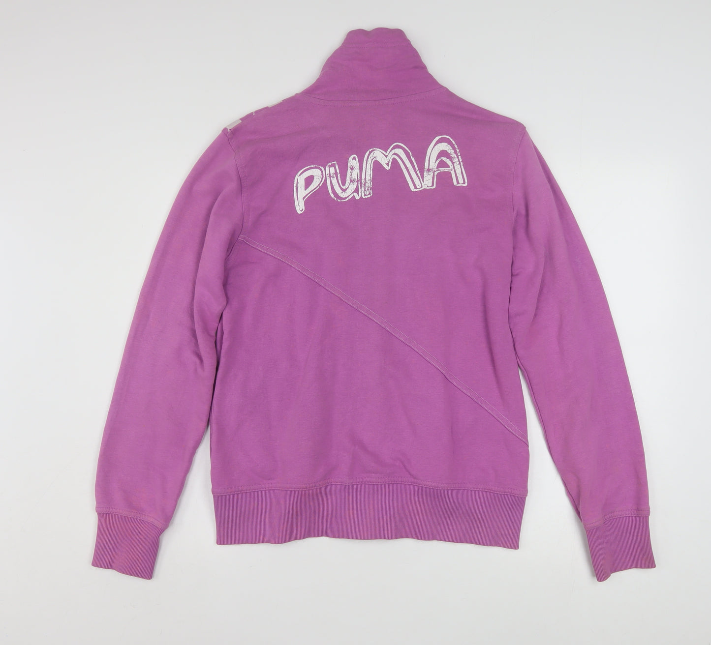 Puma Women Purple Full Zip Hoodie Size 16 Geometric Print