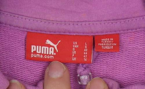 Puma Women Purple Full Zip Hoodie Size 16 Geometric Print