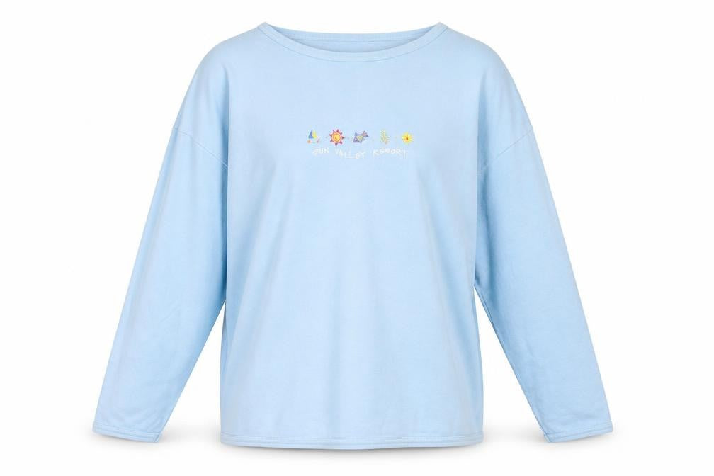 Front view of Lakeshirts Women Blue XL Pullover Sweatshirt Crew Neck Casual