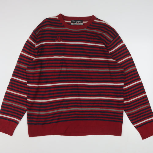 Kappa Mens Red Striped Crew Neck Pullover Jumper XL