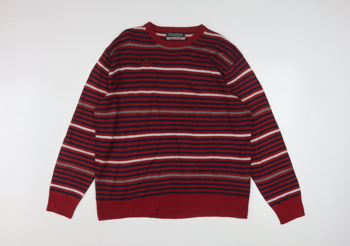 Kappa Mens Red Striped Crew Neck Pullover Jumper XL
